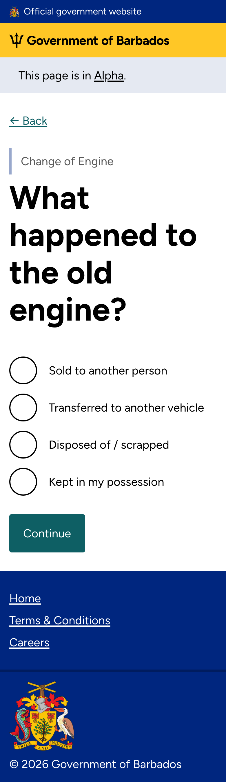 Old engine disposal