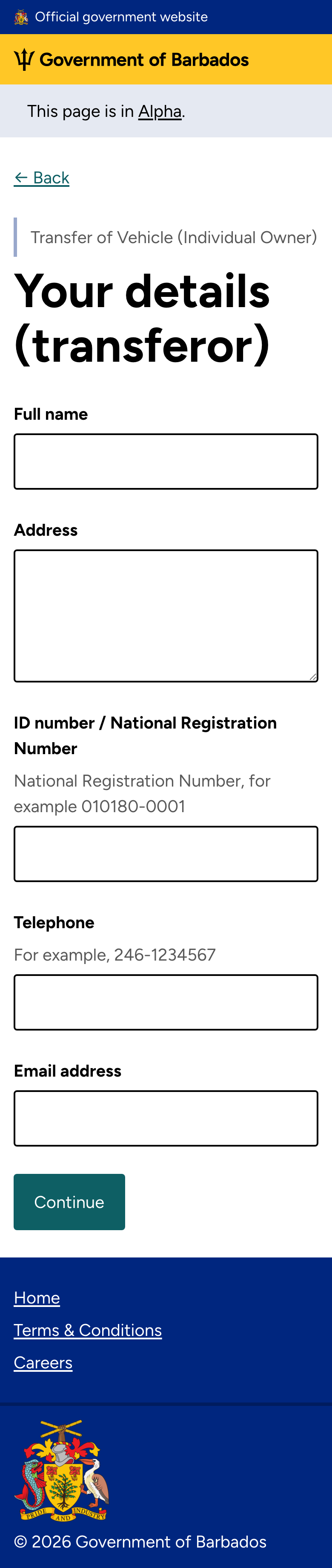 Transferor details