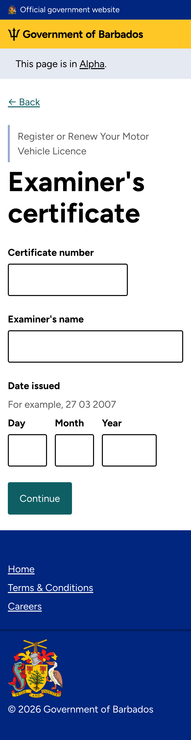 Examiner certificate